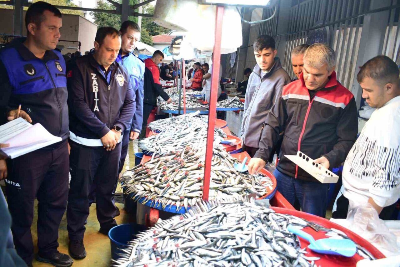 Bursa’nın Yenişehir ilçesinde, zabıta ekipleri ve Veteriner Hekimleri, Balık Pazarı'nda