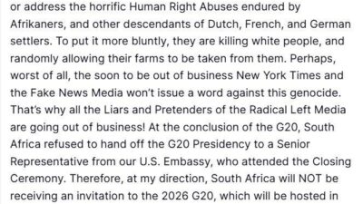 ABD Başkanı Donald Trump, Güney Afrika'nın G20 Zirvesi'ndeki dönem başkanlığını