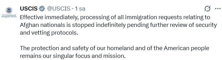 ABD Vatandaşlık ve Göçmenlik Hizmetleri (USCIS), Beyaz Saray yakınlarındaki saldırının