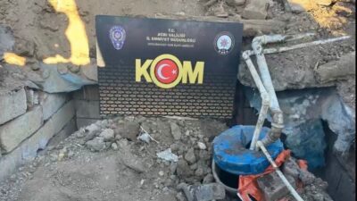 Ağrı'da gerçekleştirilen operasyonda, bir iş yerinin bahçesinde gömülü fiber tankta