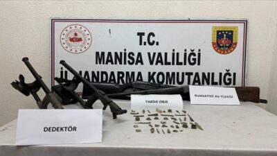 Manisa'nın Akhisar ilçesinde jandarma ekipleri, izinsiz kazı yapan İ.O. hakkında