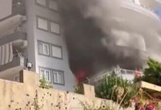 Antalya'nın Alanya ilçesinde 5 katlı bir binanın 2. katında çıkan