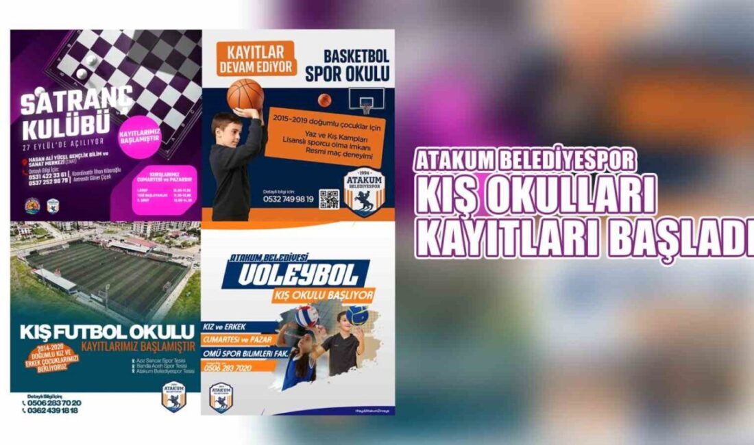 Atakum Belediyespor’un Kış Sezonu Spor Okulları İçin Kayıtlar Başladı Atakum Belediyespor, 6-14 yaş arası çocuklar için basketbol, futbol, voleybol