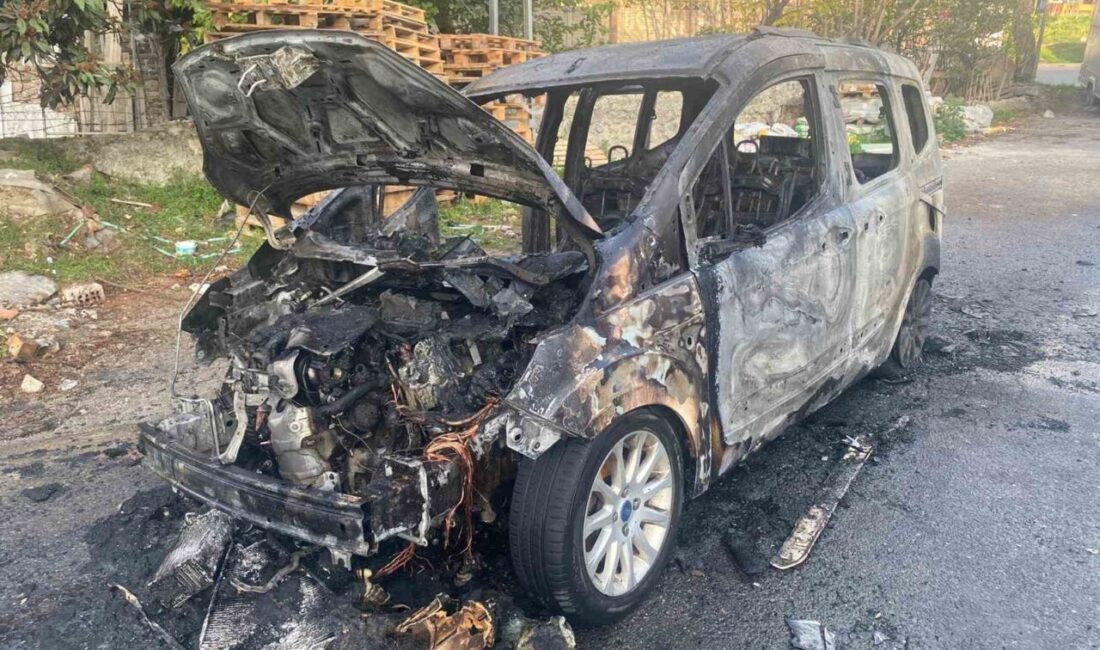 Ataşehir'de seyir halindeki bir hafif ticari araç, bilinmeyen bir nedenden