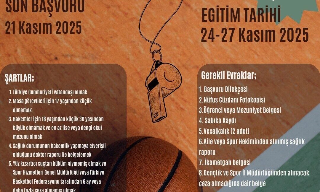 Aydın Gençlik ve Spor İl Müdürlüğü, 24-27 Kasım 2025 tarihlerinde