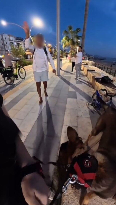 Antalya'nın Alanya ilçesinde, köpeğiyle oturan yerleşik yabancı bir kadın, alkollü