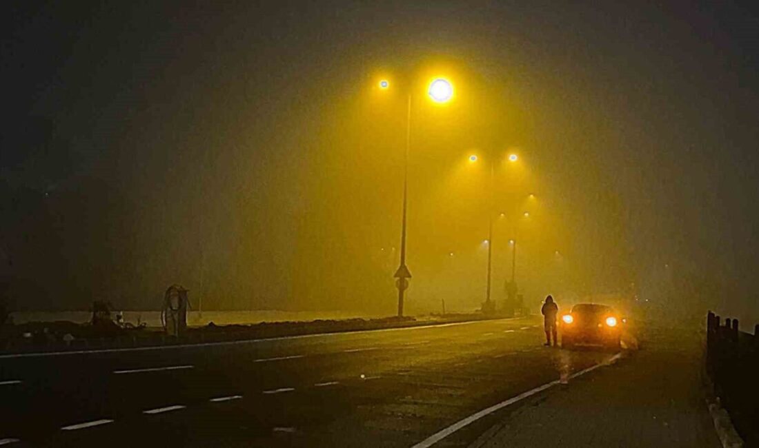 Bartın'da gece saatlerinde etkili olan yoğun sis, şehir merkezi ile