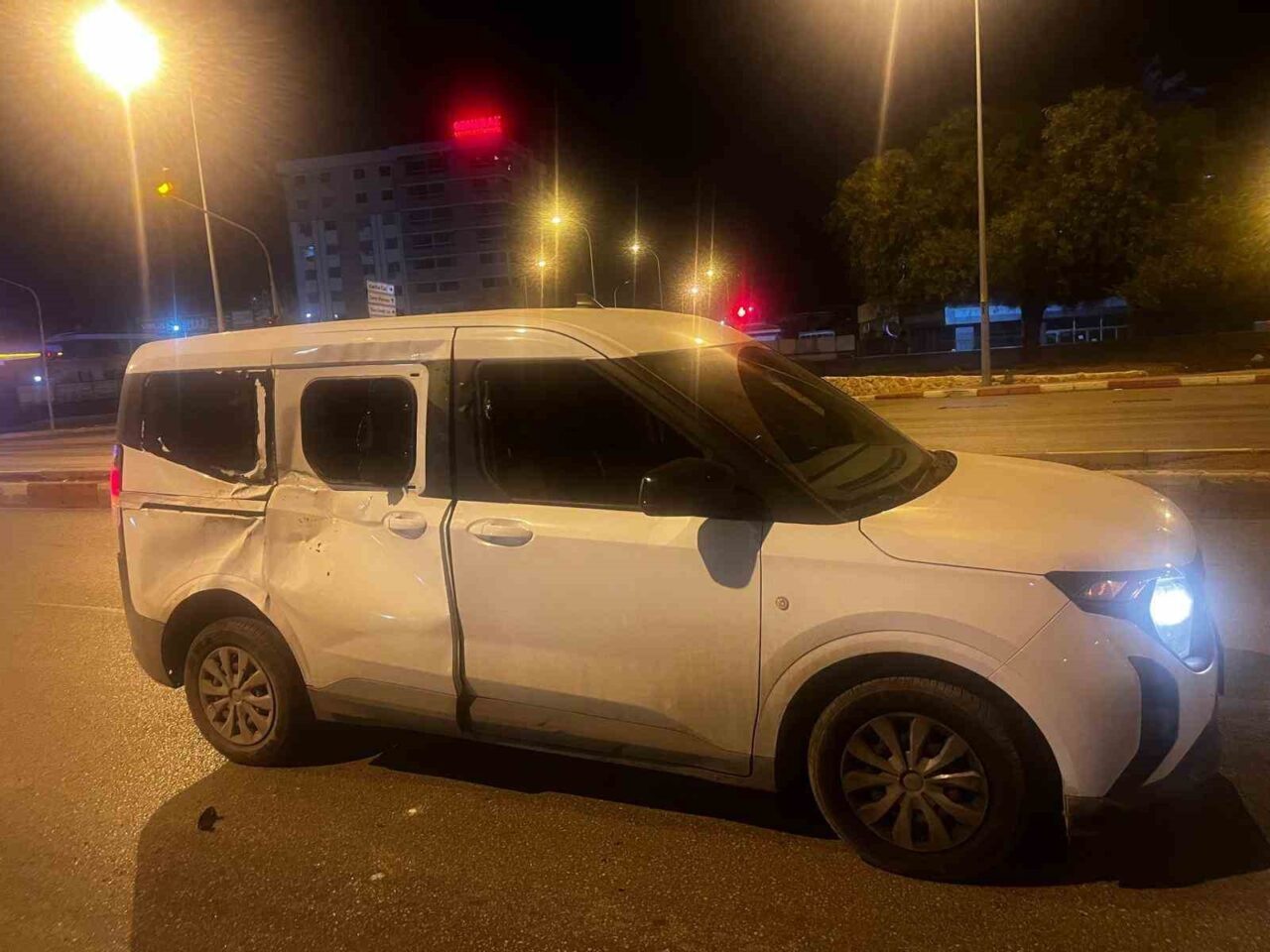 Adana’da koşan başıboş at, hafif ticari araca çarparak telef oldu