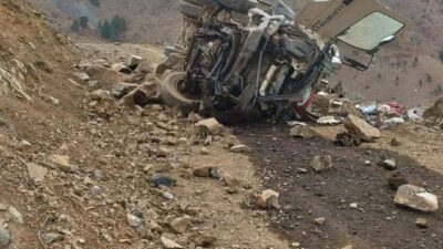 Kayseri'nin Yahyalı ilçesinde bir beton mikserinin dağdan yuvarlanması sonucu meydana