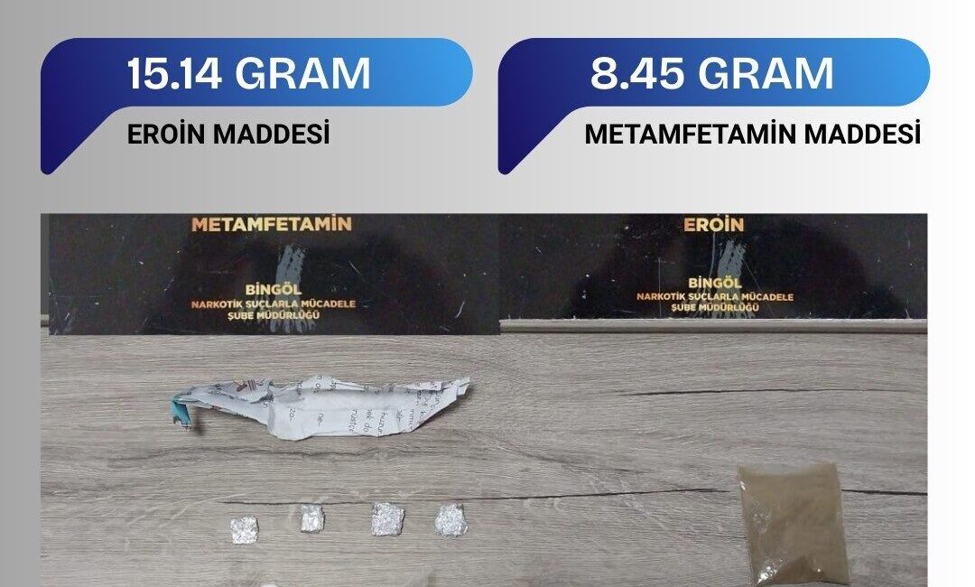 Bingöl’de düzenlenen uyuşturucu operasyonunda, Narkotik Suçlarla Mücadele Şube Müdürlüğü ekipleri