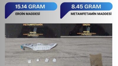 Bingöl’de düzenlenen uyuşturucu operasyonunda, Narkotik Suçlarla Mücadele Şube Müdürlüğü ekipleri