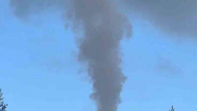 Cargill'in Bursa'daki fabrikasından yükselen yoğun duman, gökyüzünü griye boyadı ve