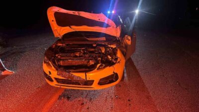 Çorum'un Alaca ilçesinde yola çıkan bir danaya çarpan Murat K.