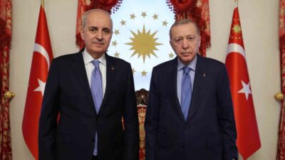 Cumhurbaşkanı Recep Tayyip Erdoğan, TBMM Başkanı Numan Kurtulmuş ile Dolmabahçe