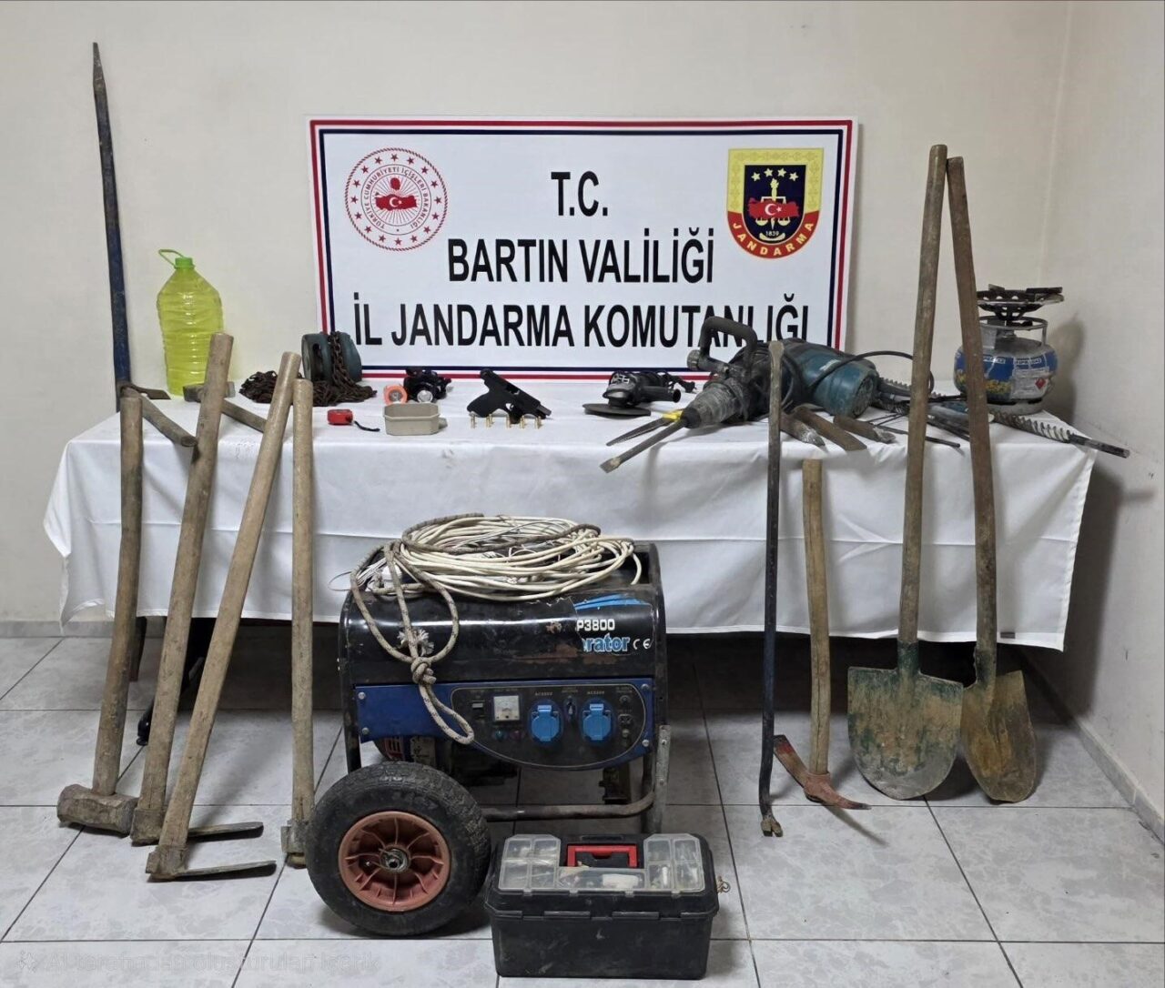 Bartın'ın Ulus ilçesinde jandarma ekipleri, ormanlık alanda kaçak kazı yapan