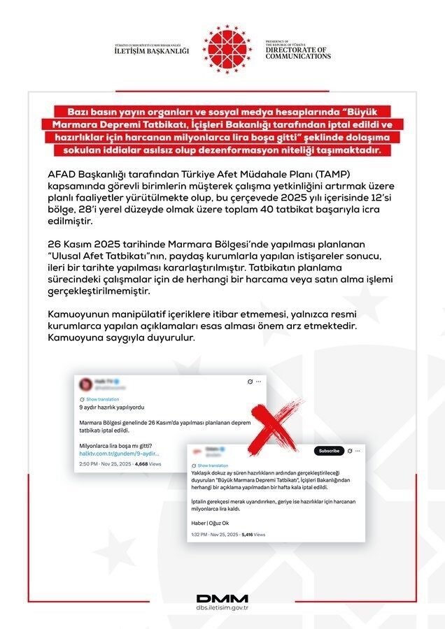 Dezenformasyonla Mücadele Merkezi, İçişleri Bakanlığı tarafından iptal edildiği söylenen Büyük