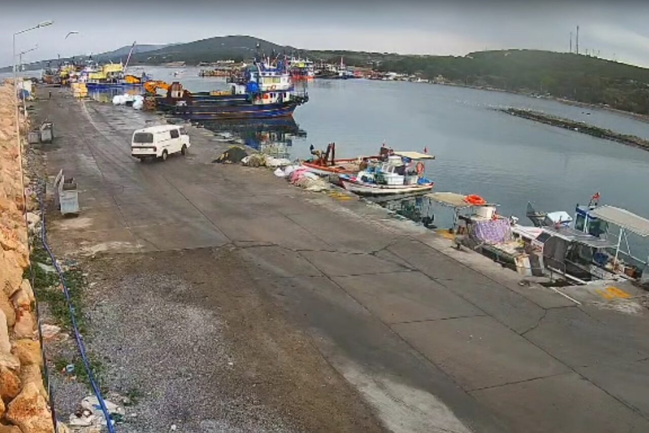 Didim'in Taşburun Balıkçı Barınağı'nda kontrolden çıkan bir araç denize düştü.