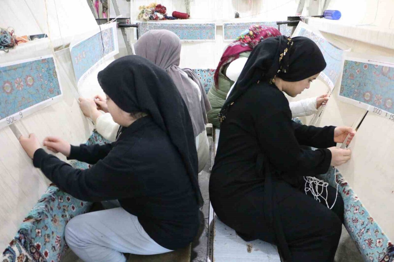 Diyarbakır'ın Bağlar ilçesinde kadınlar, el yapımı halıları Avrupa pazarına sunarak