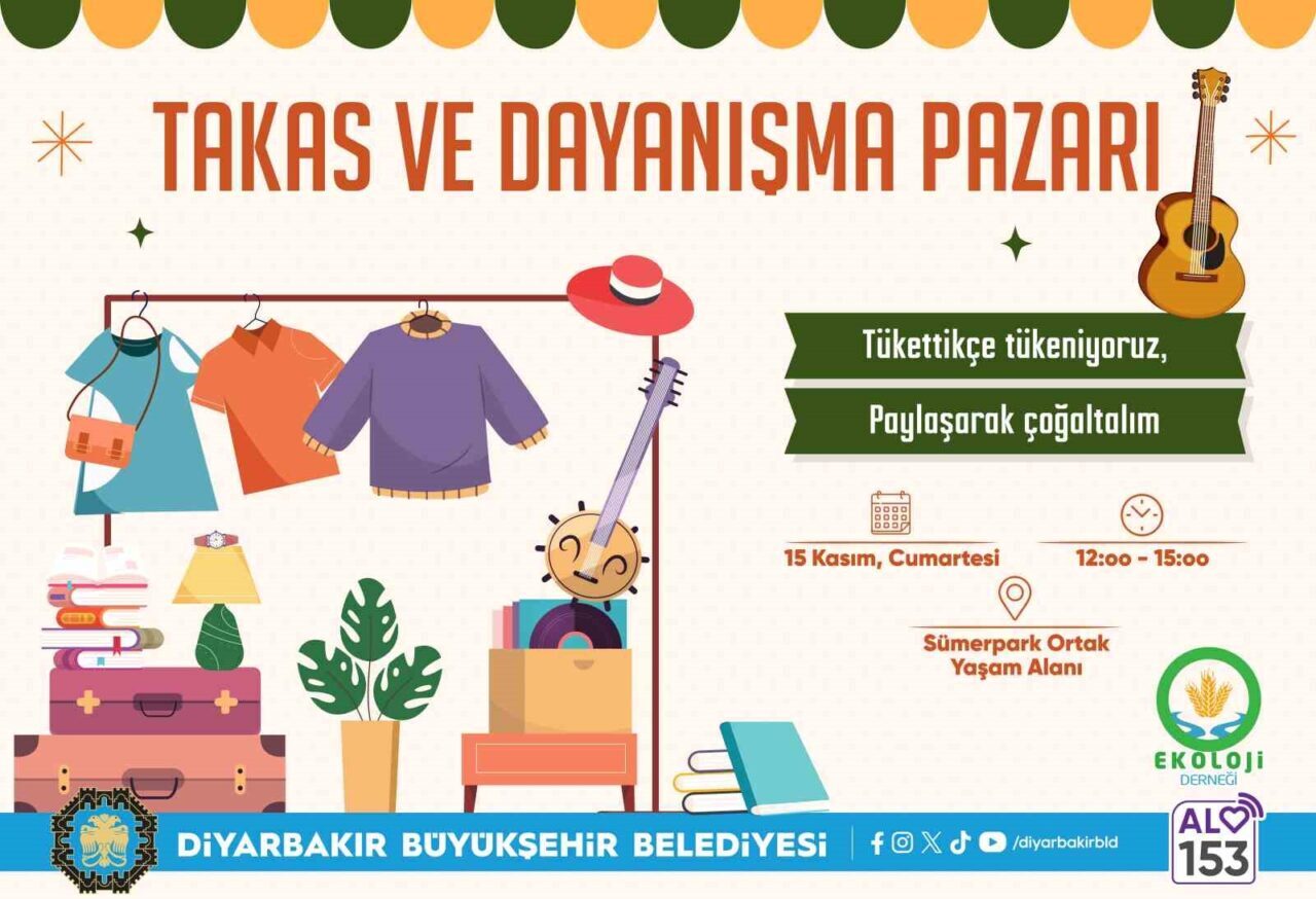 Diyarbakır Büyükşehir Belediyesi, 15 Kasım Cumartesi günü Sümerpark'ta "Takas Pazarı"