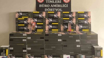 Hatay'ın Dörtyol ilçesinde düzenlenen bir operasyonda 100 karton gümrük kaçağı