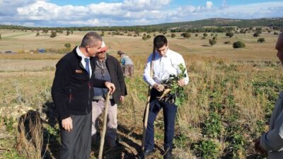 Dumlupınar Kaymakamı Alperen Teltik, Eyidemir Köyü'nde şeker pancarı hasadı alanlarında