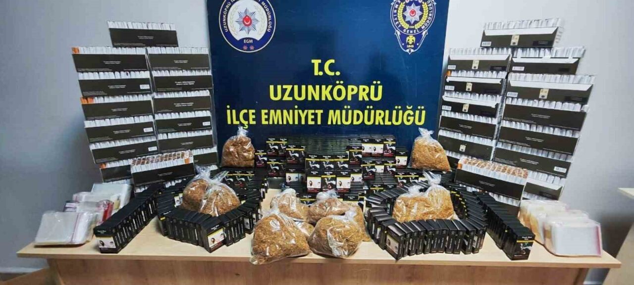 Edirne’nin Uzunköprü ilçesinde, polis ekipleri "E.K. Tütüncülük" isimli iş yerinde