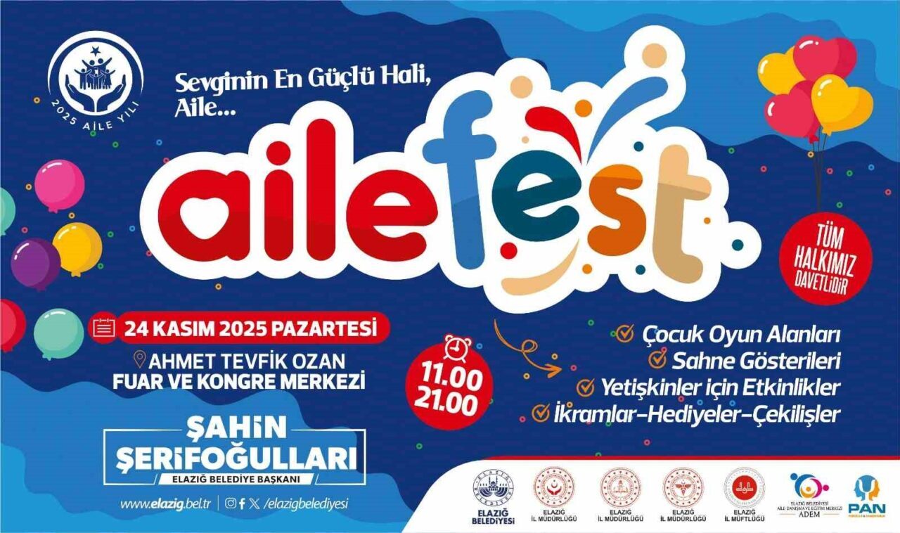 Elazığ'da 24 Kasım'da düzenlenecek 'Aile Festivali', aile bağlarını güçlendirmeyi amaçlıyor.