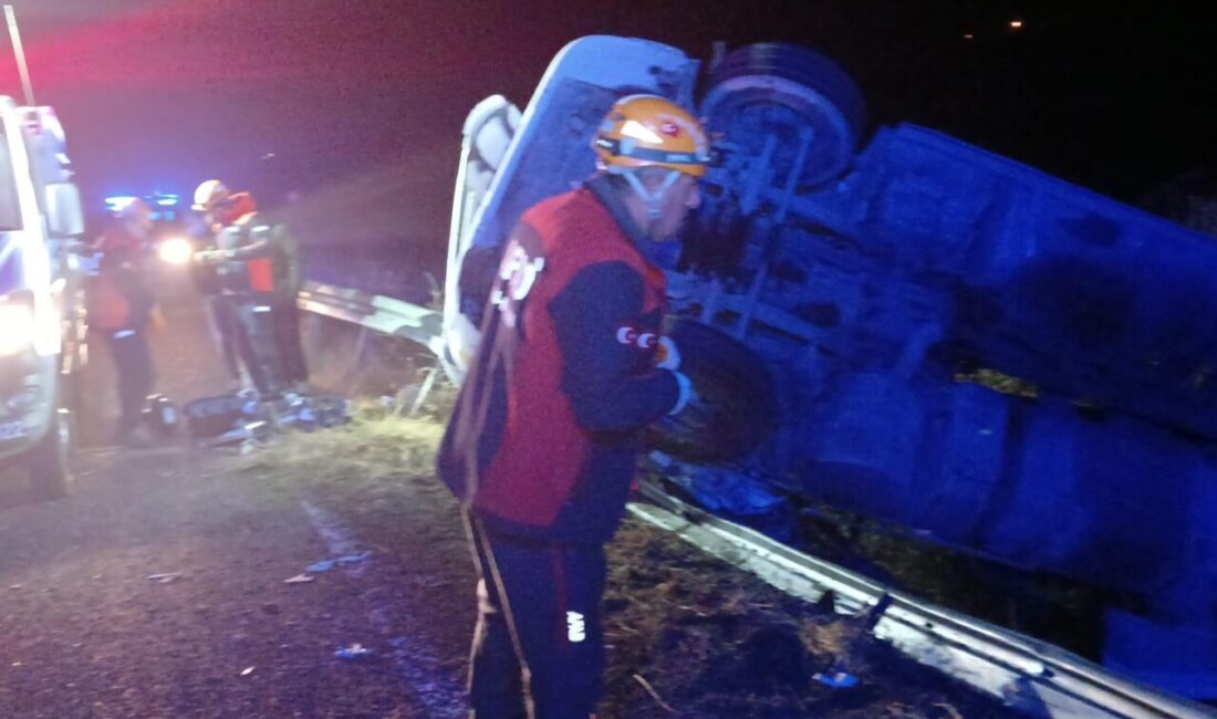 Elazığ'da Sivrice ilçesinde bariyerlere çarparak devrilen 23 AB 081 plakalı