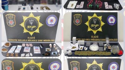 Elazığ'da son 30 günde yapılan uyuşturucu operasyonlarında 3 kilo 85