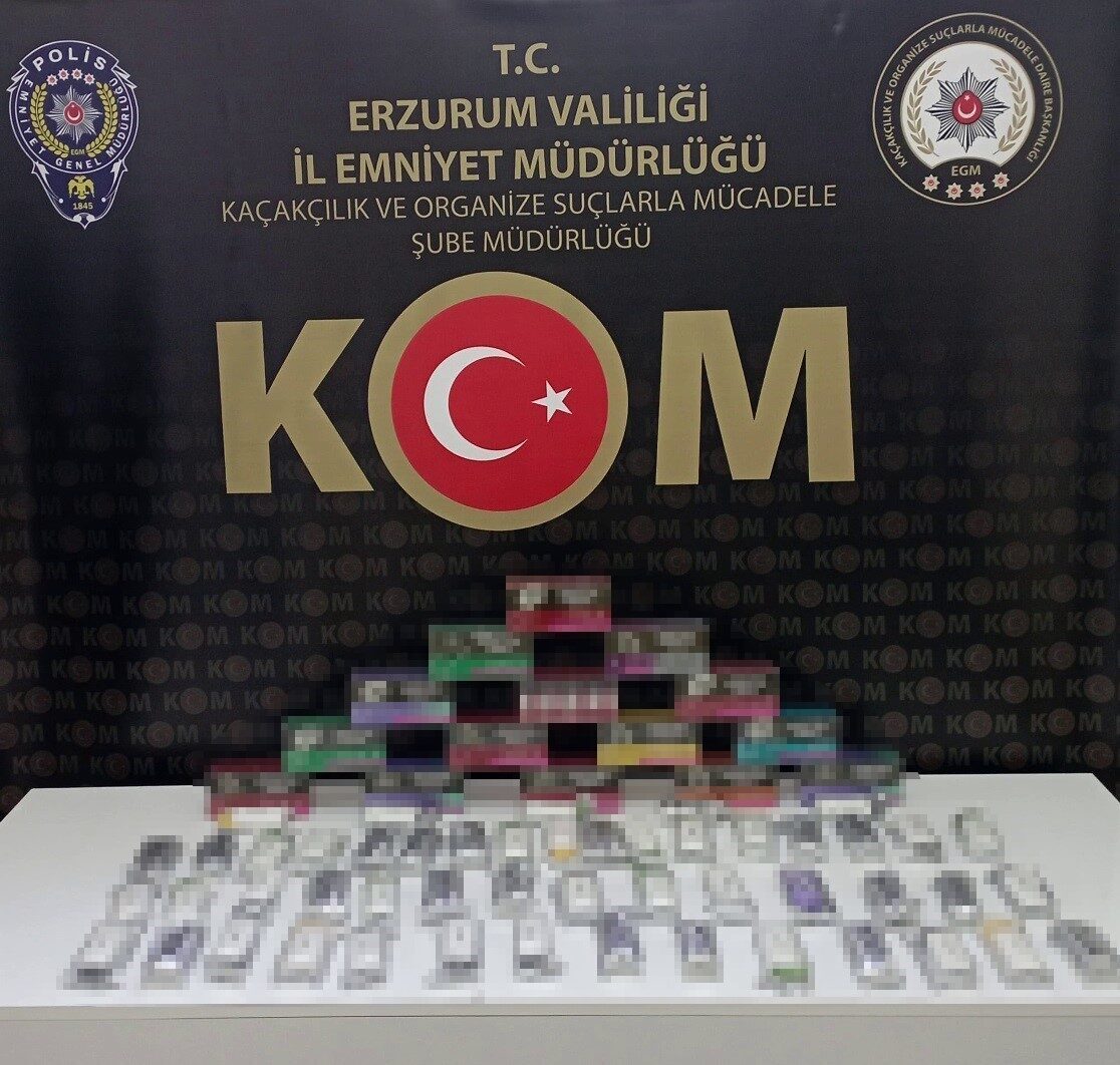 Erzurum'da KOM Şube Müdürlüğü tarafından yapılan operasyonda, bin 273 paket