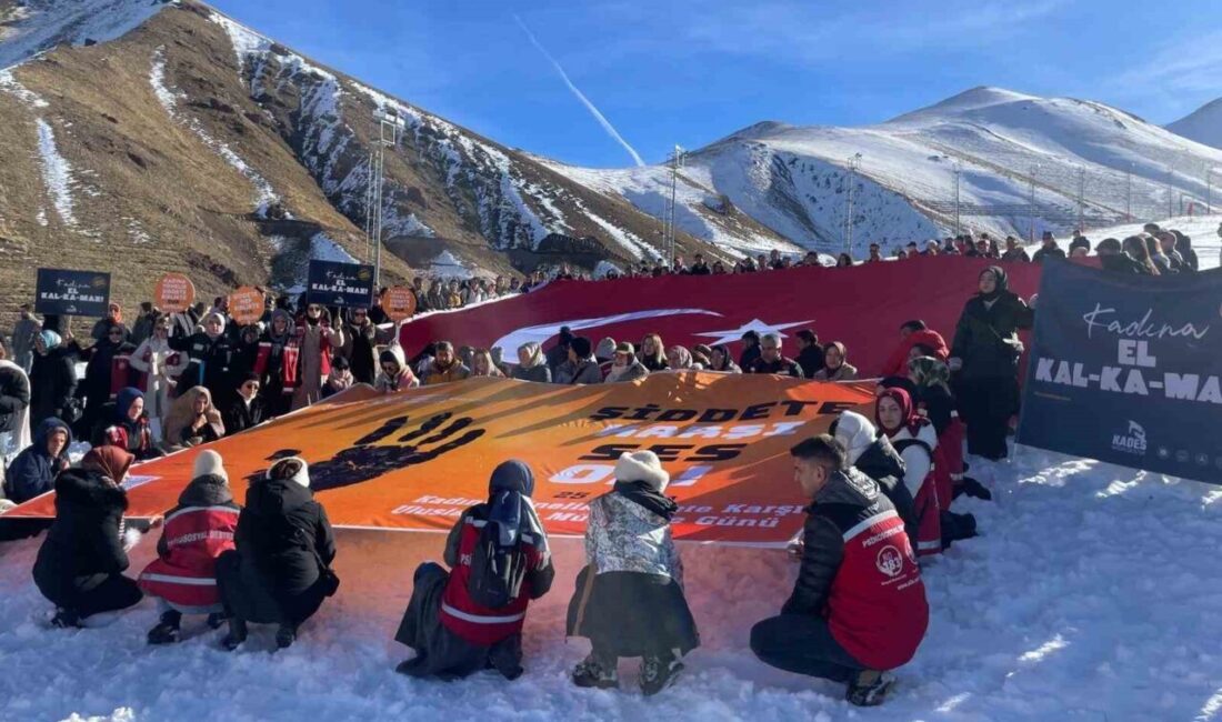 Erzurum'da düzenlenen "Şiddete Karşı Tek Yürek Yürüyüşü", 400 katılımcıyla kadına