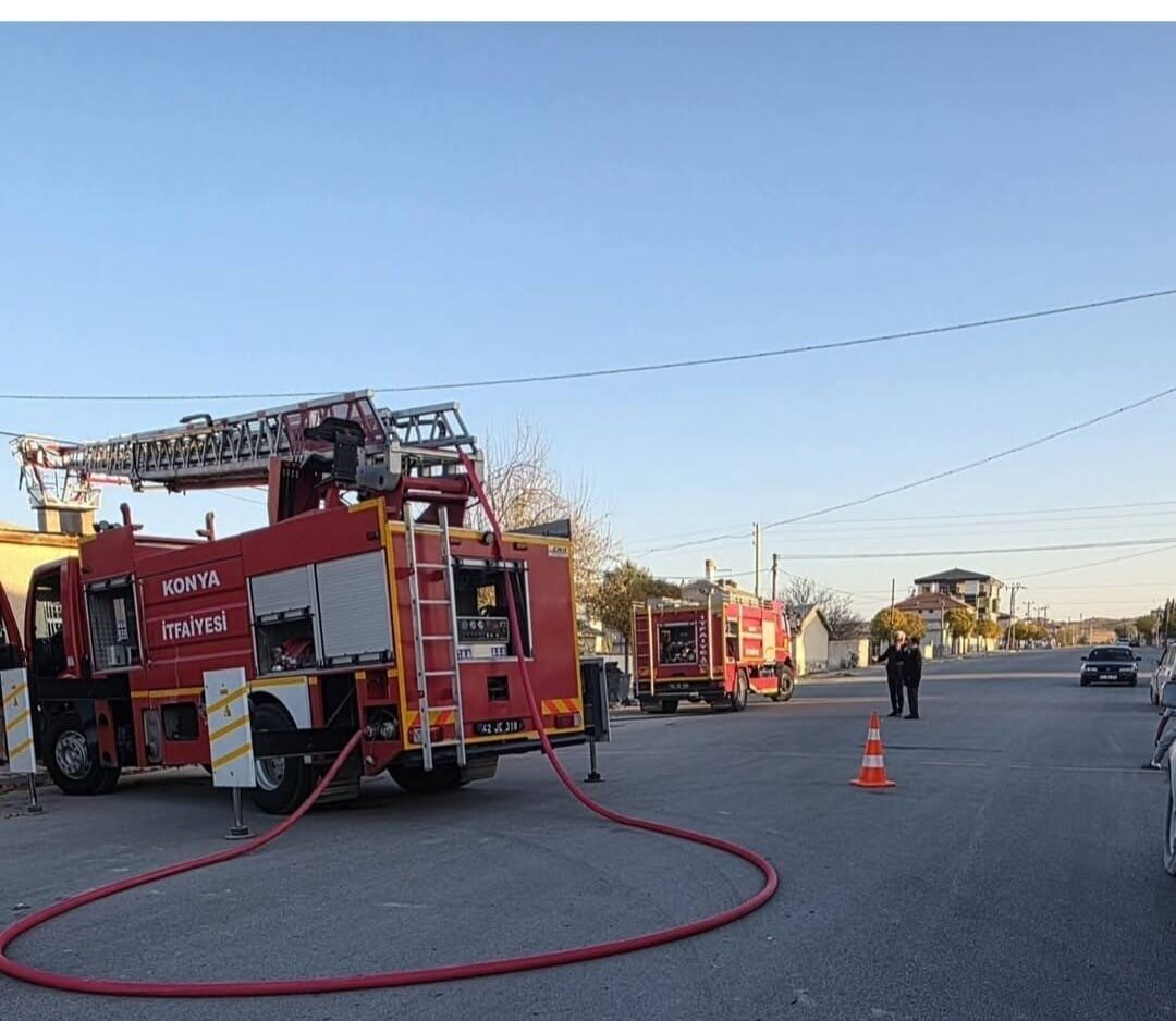 Konya'nın Karapınar ilçesindeki bir evde çıkan yangın, F.K.'ya ait müstakil