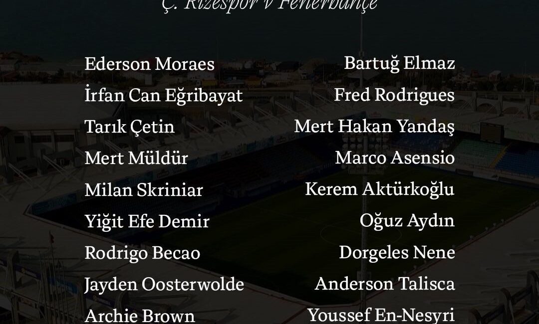 Fenerbahçe, Trendyol Süper Lig'in 13. haftasında yarın saat 20.00'de Çaykur