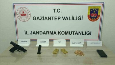 Gaziantep'te jandarma, Nurdağı ilçesinde gerçekleştirdiği operasyonda 200 captagon hap, ruhsatsız