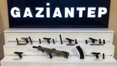 Gaziantep'te düzenlenen operasyonda 6 tabanca, 1 pompalı tüfek, 10 şarjör