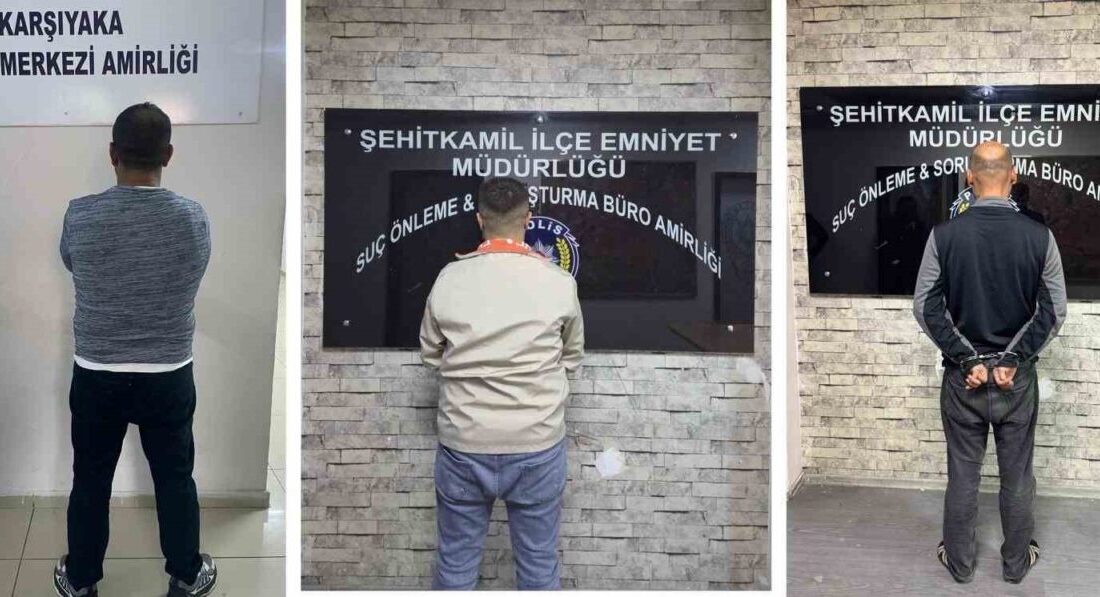 Gaziantep'te Şehitkamil İlçe Emniyet Müdürlüğü'nün operasyonunda, çeşitli suçlardan hapis cezası
