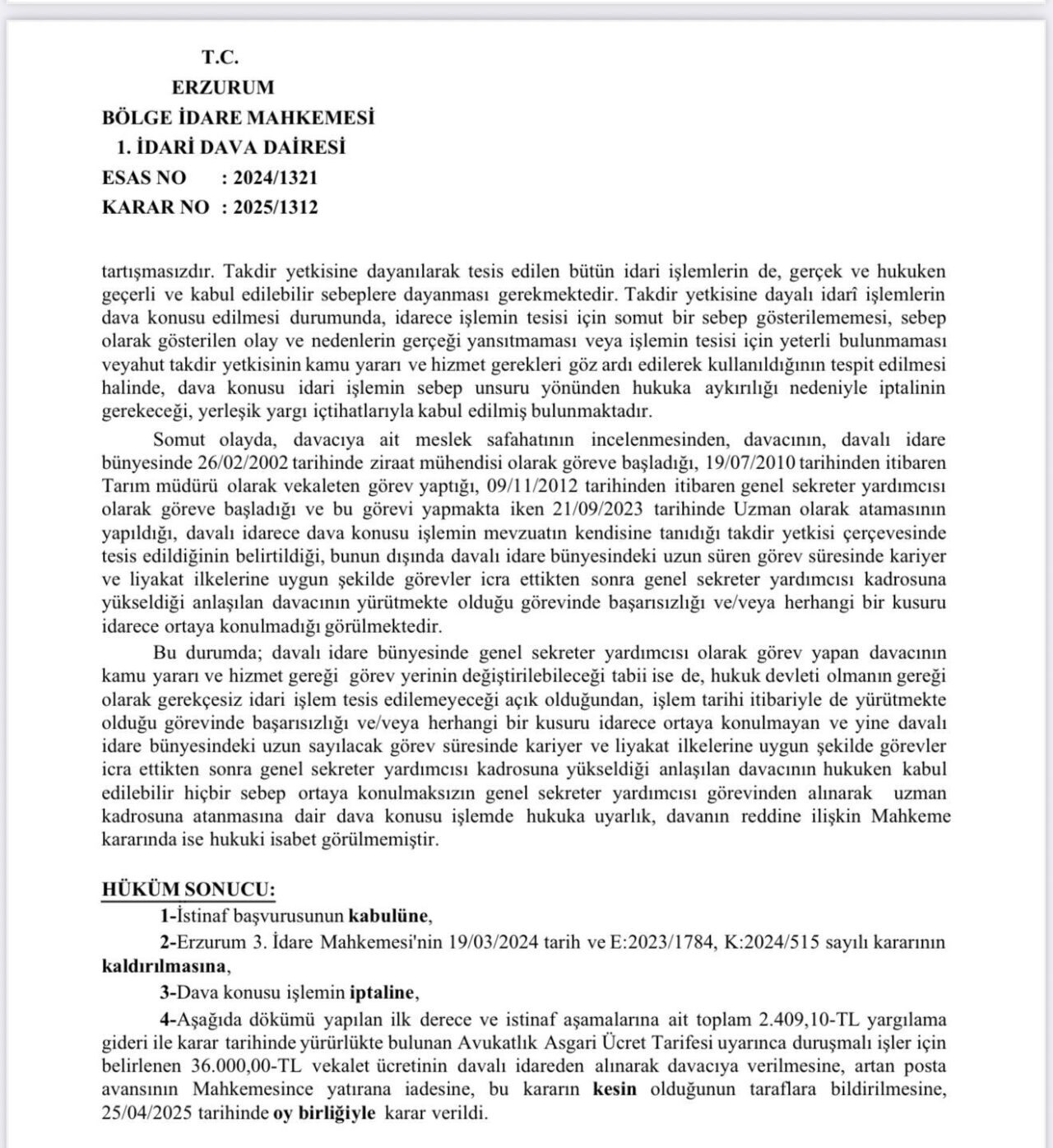 Iğdır Valisi Ercan Turan, İl Özel İdaresi Genel Sekreter Yardımcısı