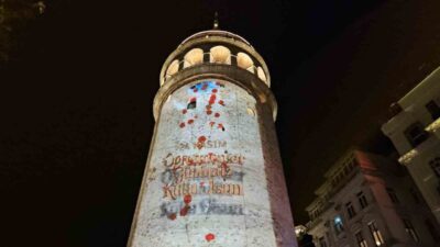 İstanbul'da 24 Kasım Öğretmenler Günü dolayısıyla Galata Kulesi'nde bir video