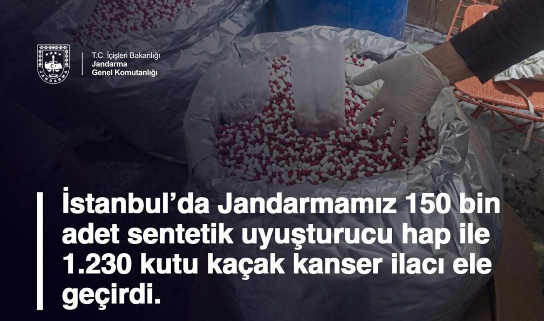 İstanbul'da jandarma ve savcılık işbirliğiyle gerçekleştirilen operasyonda, 150 bin sentetik