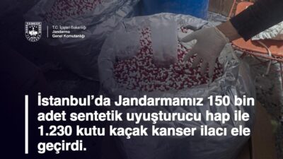 İstanbul'da jandarma ve savcılık işbirliğiyle gerçekleştirilen operasyonda, 150 bin sentetik