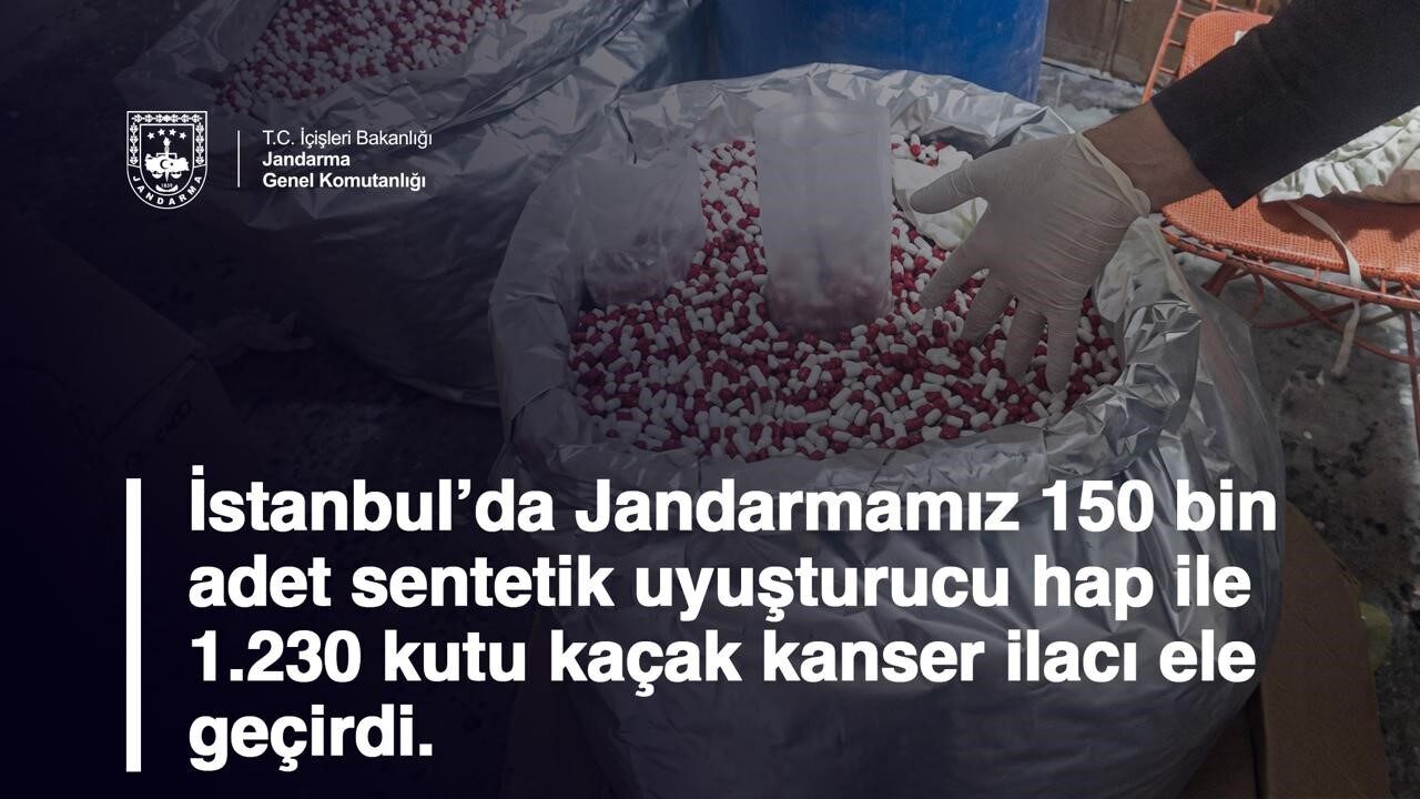 İstanbul'da jandarma ve savcılık işbirliğiyle gerçekleştirilen operasyonda, 150 bin sentetik