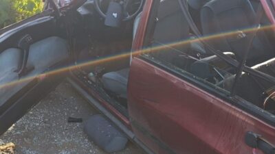 Trabzon'un Araklı ilçesinde, bir otomobilin kaldırımdaki A.D. ve torunları H.A.D.