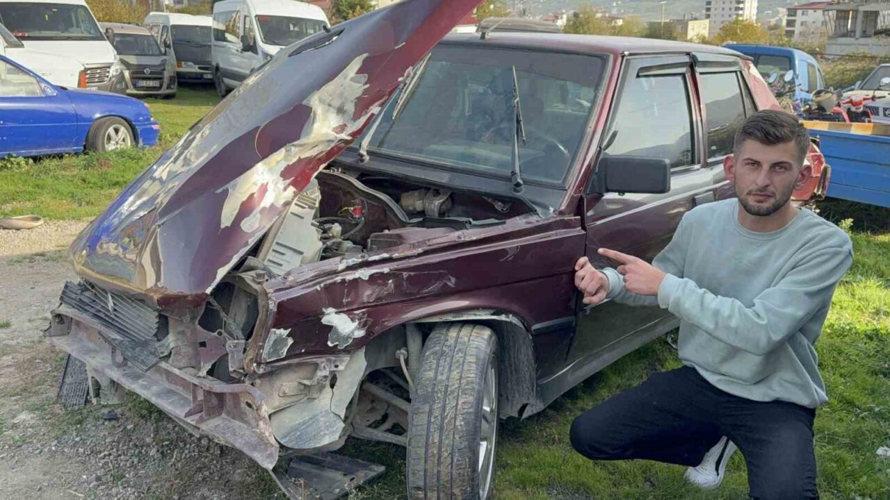 Samsun'un İlkadım ilçesinde Ufuk G.'nin kullandığı otomobile kamyon çarptı, kaza