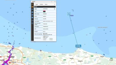 Kocaeli'nin Kandıra ilçesinde, Kefken açıklarında bir yabancı gemide çıkan yangın,