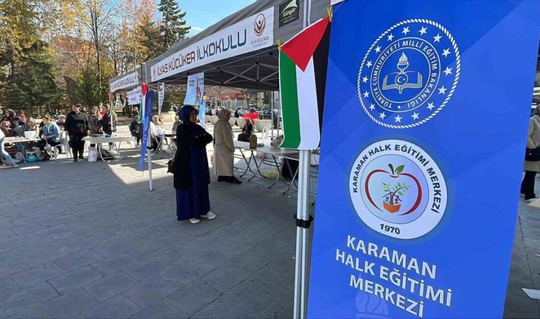 Karaman'da Gazze yararına düzenlenen hayır panayırında, Halk Eğitim Merkezi’nin aşçılık