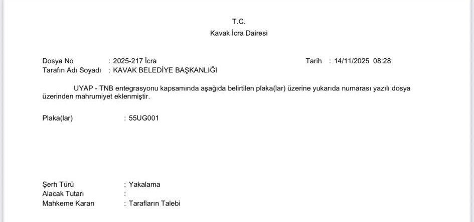 Kavak İlçe Belediyesi'nin müteahhit M. A.’ya 662 bin TL borcu