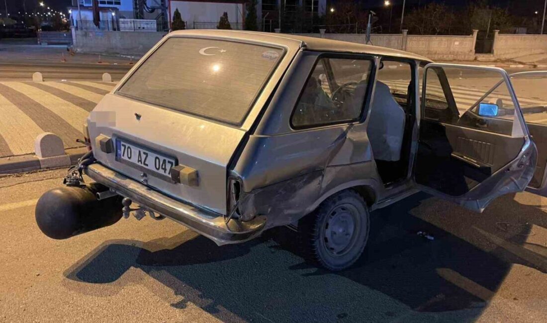 Karaman'da bir kavşakta K.Y. ve M.A.'nın otomobilleri çarpıştı. Kazada yaralanan