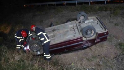 Kırıkkale'de S.B. adlı sürücünün kontrolünü kaybetmesi sonucu otomobil takla atıp