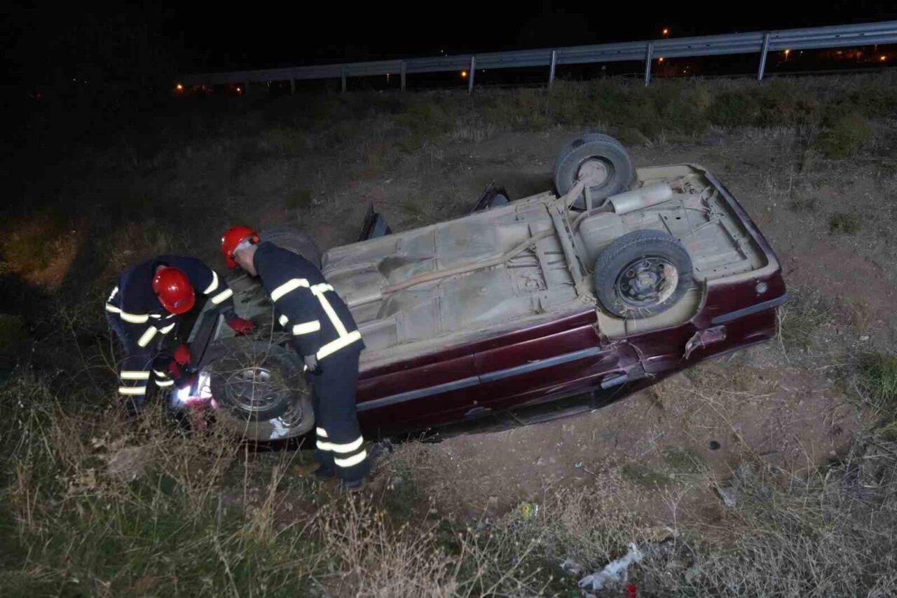 Kırıkkale’de Takla Atan Araçta Sürücü Yaralandı