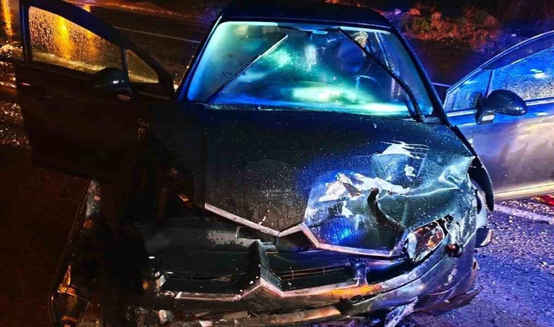 Kırklareli’nde meydana gelen zincirleme trafik kazasında, yağışlı yol nedeniyle bir